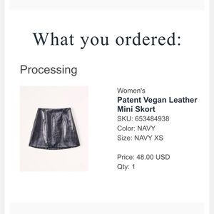 Abercrombie Patent Vegan Leather Mini Skort